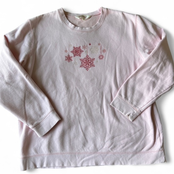 Northern Reflections Womens Light Pink Snowflake Cottagecore Crewneck Sweatshirt - Picture 4 of 9